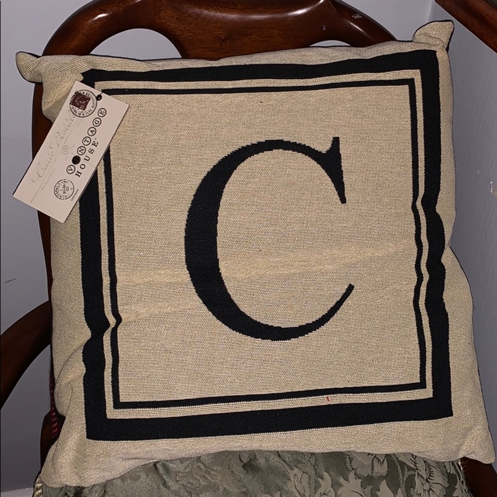 Monogram “C” Black and Natural Accent Pillows (2)